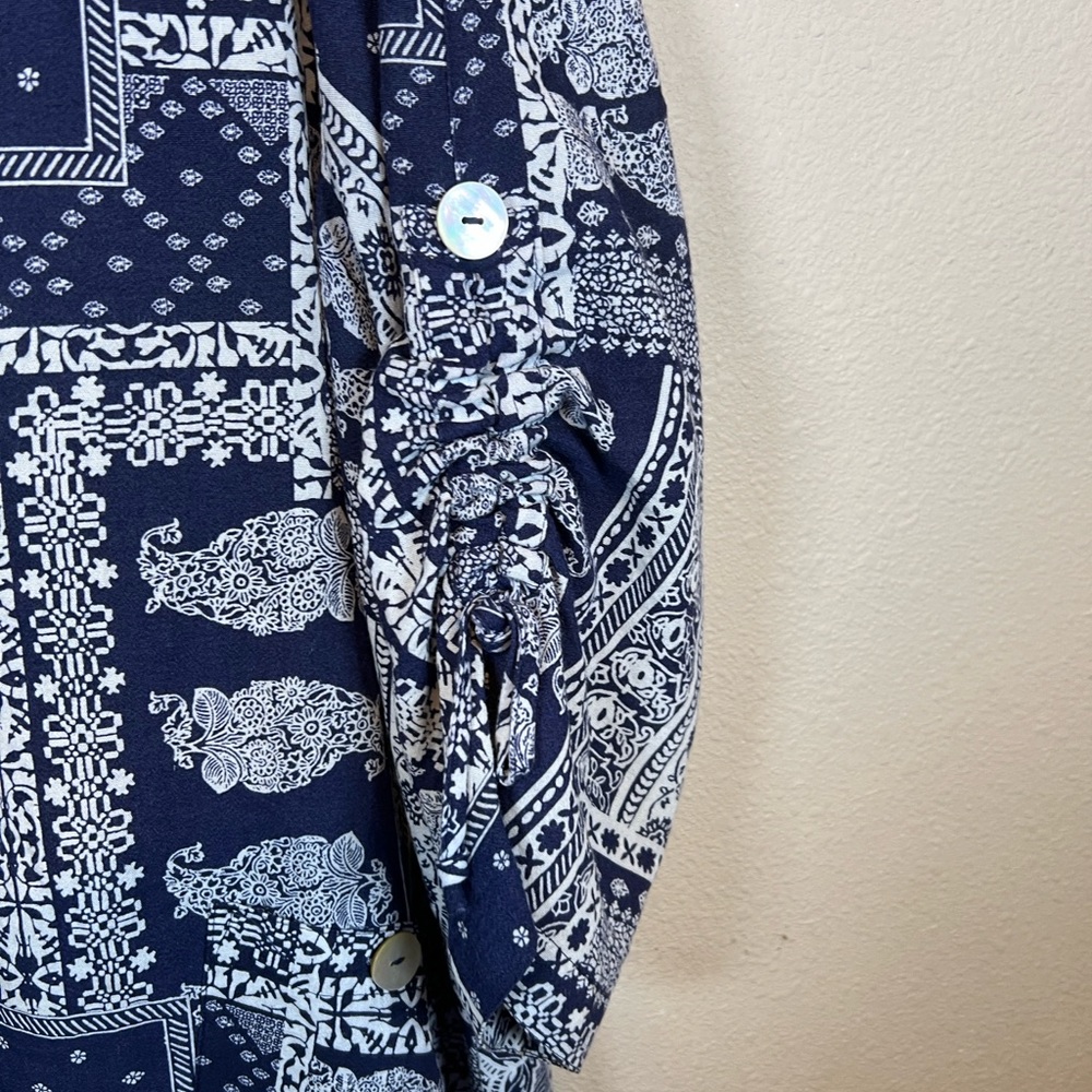 John Mark Navy Blue and White Patchwork bandanna … - image 3